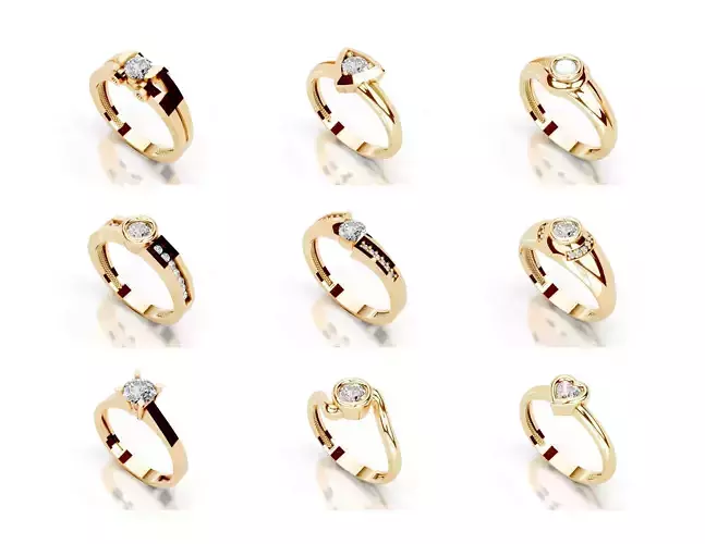 3D Printable Diamond Ring Models STL 3DM File 3D print model