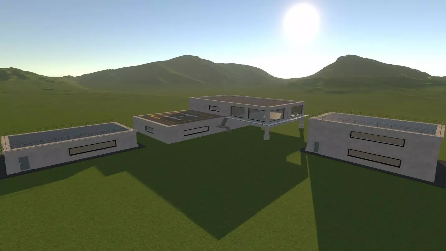 Modern Low Poly Military Building Pack - 3 Buildings Low-poly 3D model_0