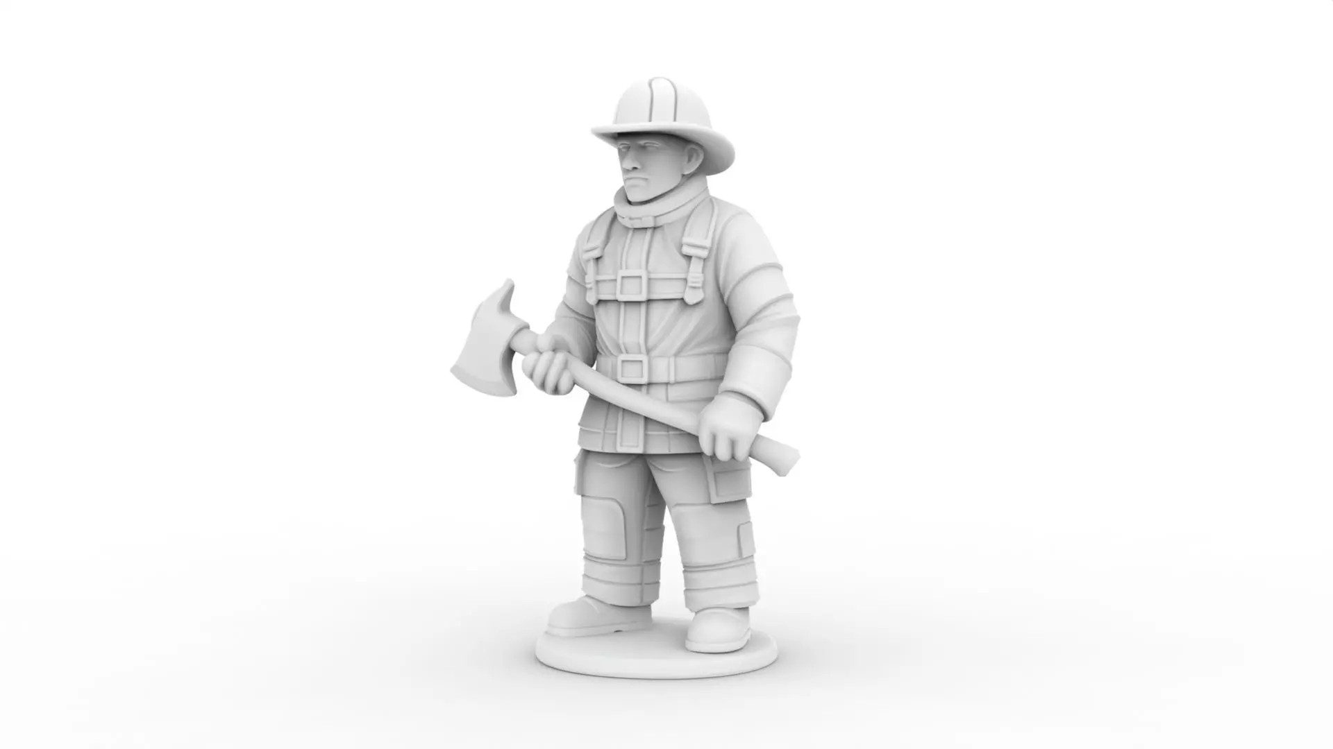Firefighter with Axe 3D Printable 3D print model_2
