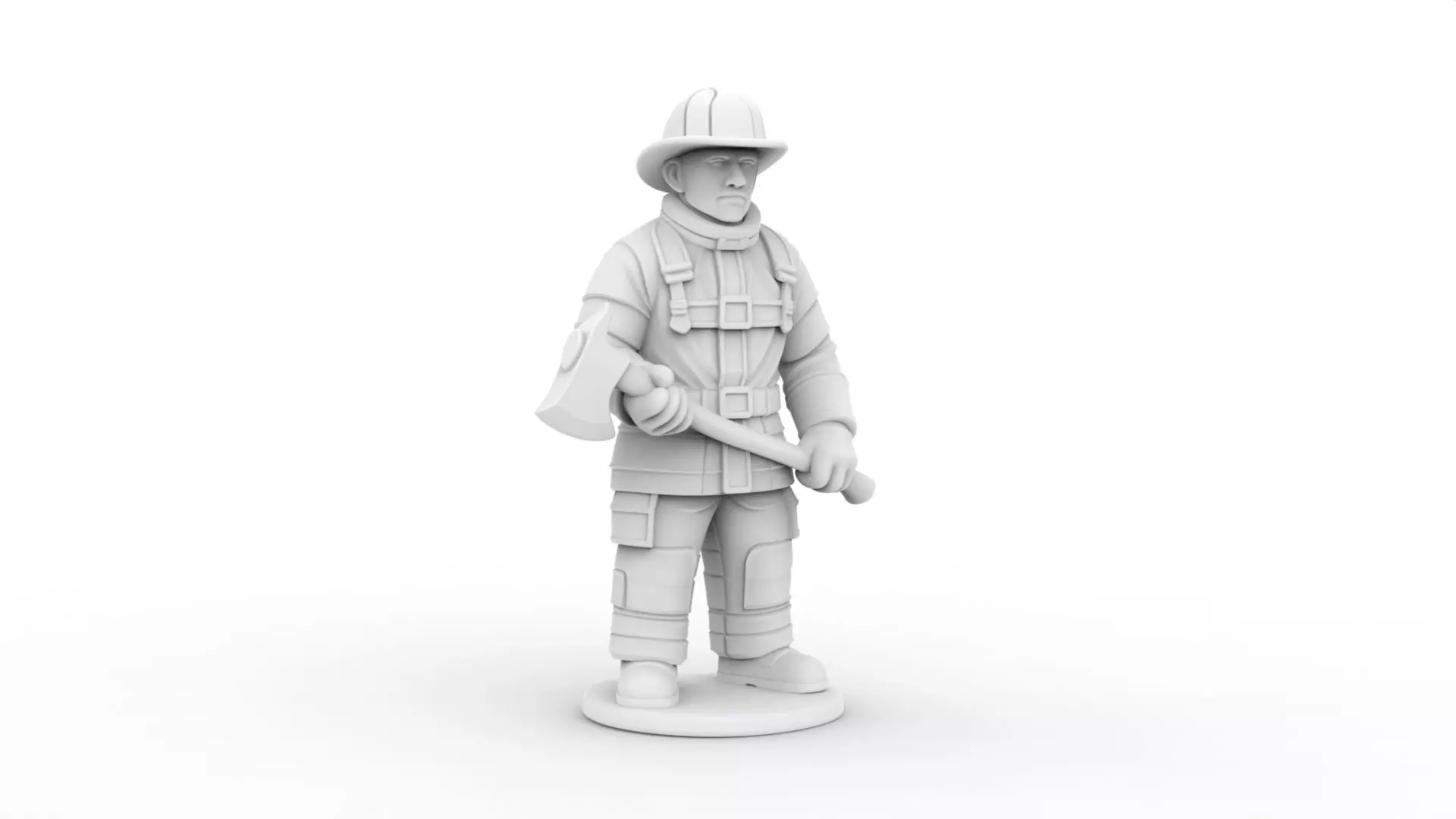 Firefighter with Axe 3D Printable 3D print model_1