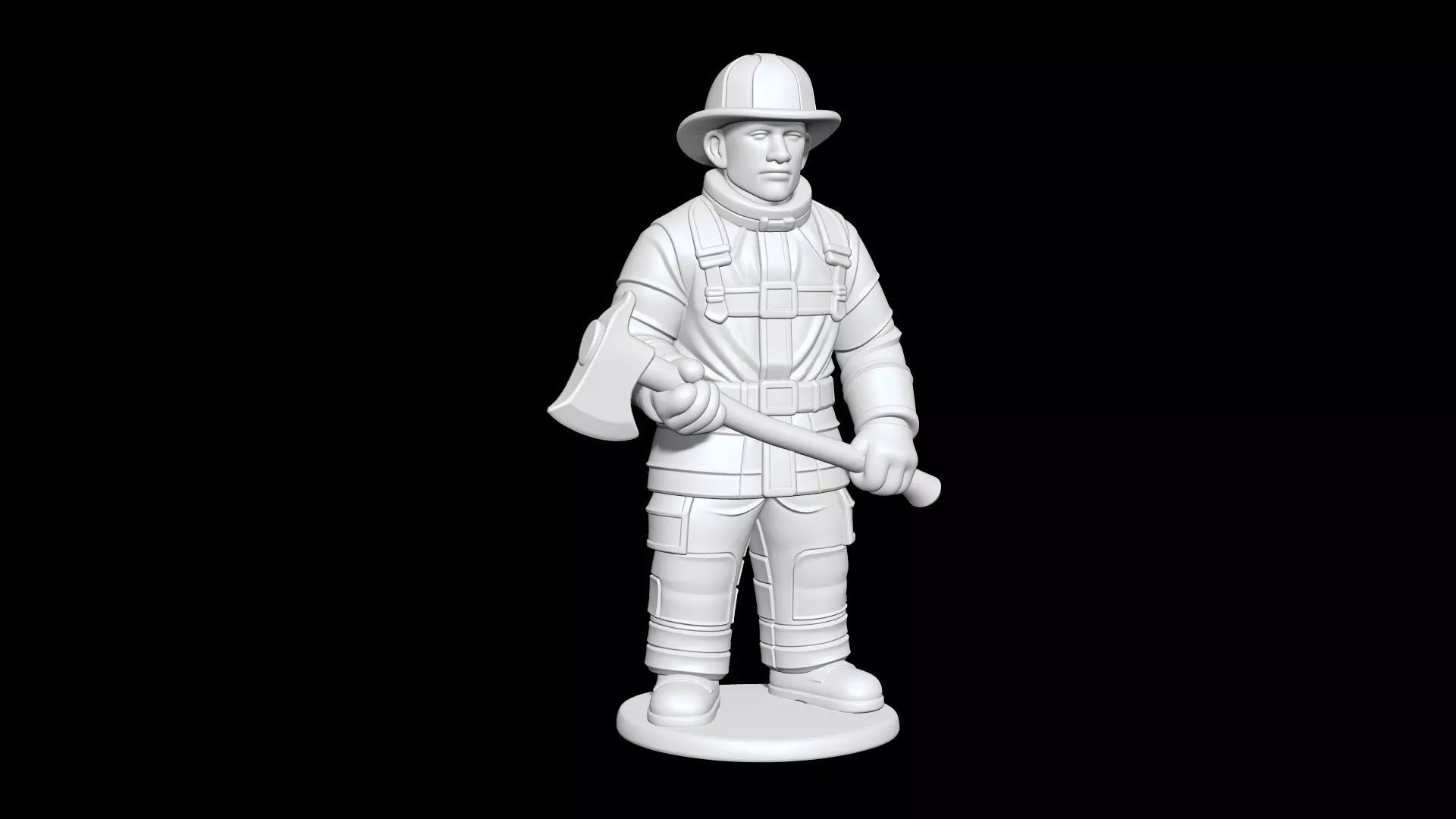 Firefighter with Axe 3D Printable 3D print model_7