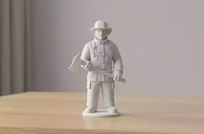 Firefighter with Axe 3D Printable 3D print model Firefighter with Axe 3D Printable 3D print model