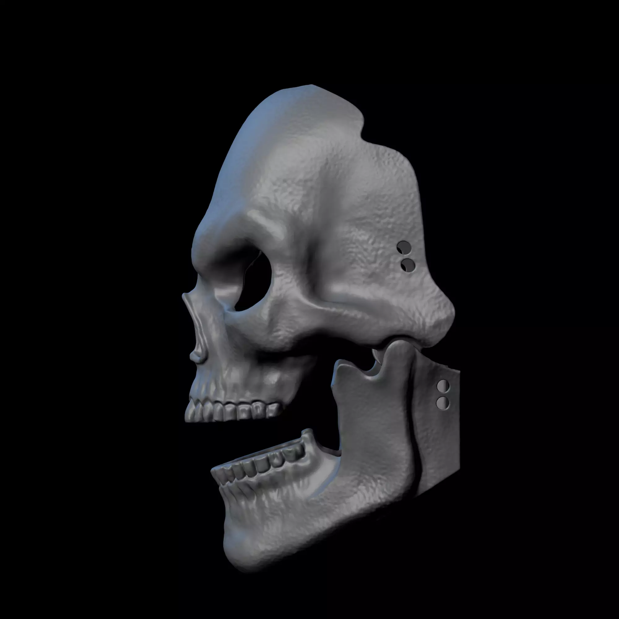3D Printable Skull Mask STL With Articulated Jaw halloween mask 3D print model_3