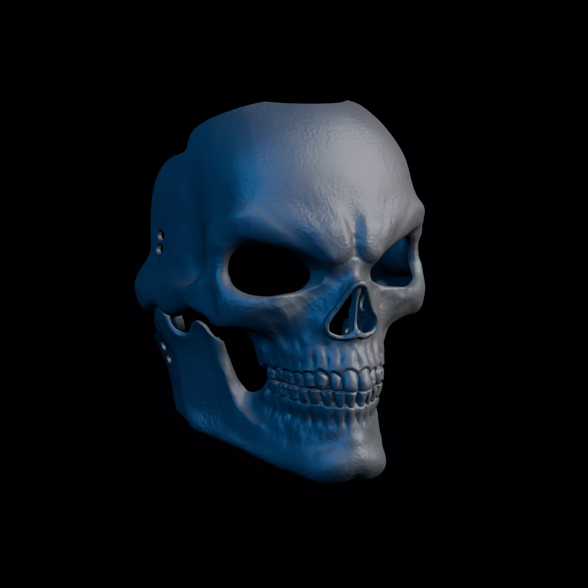 3D Printable Skull Mask STL With Articulated Jaw halloween mask 3D print model_6