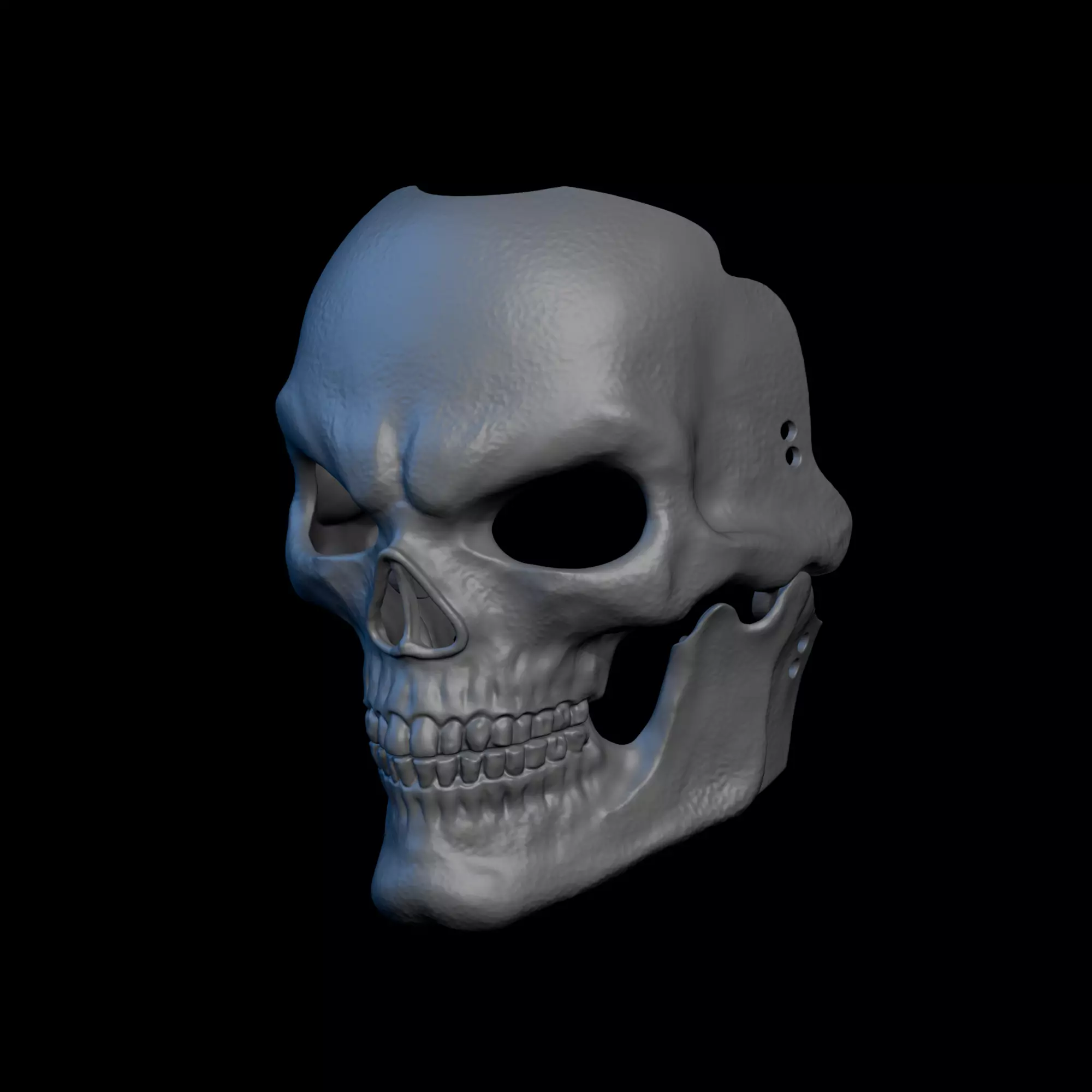 3D Printable Skull Mask STL With Articulated Jaw halloween mask 3D print model_0