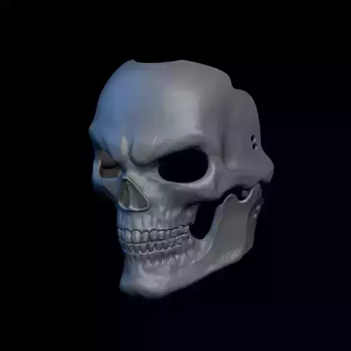 3D Printable Skull Mask STL  With Articulated Jaw halloween mask 3D print model