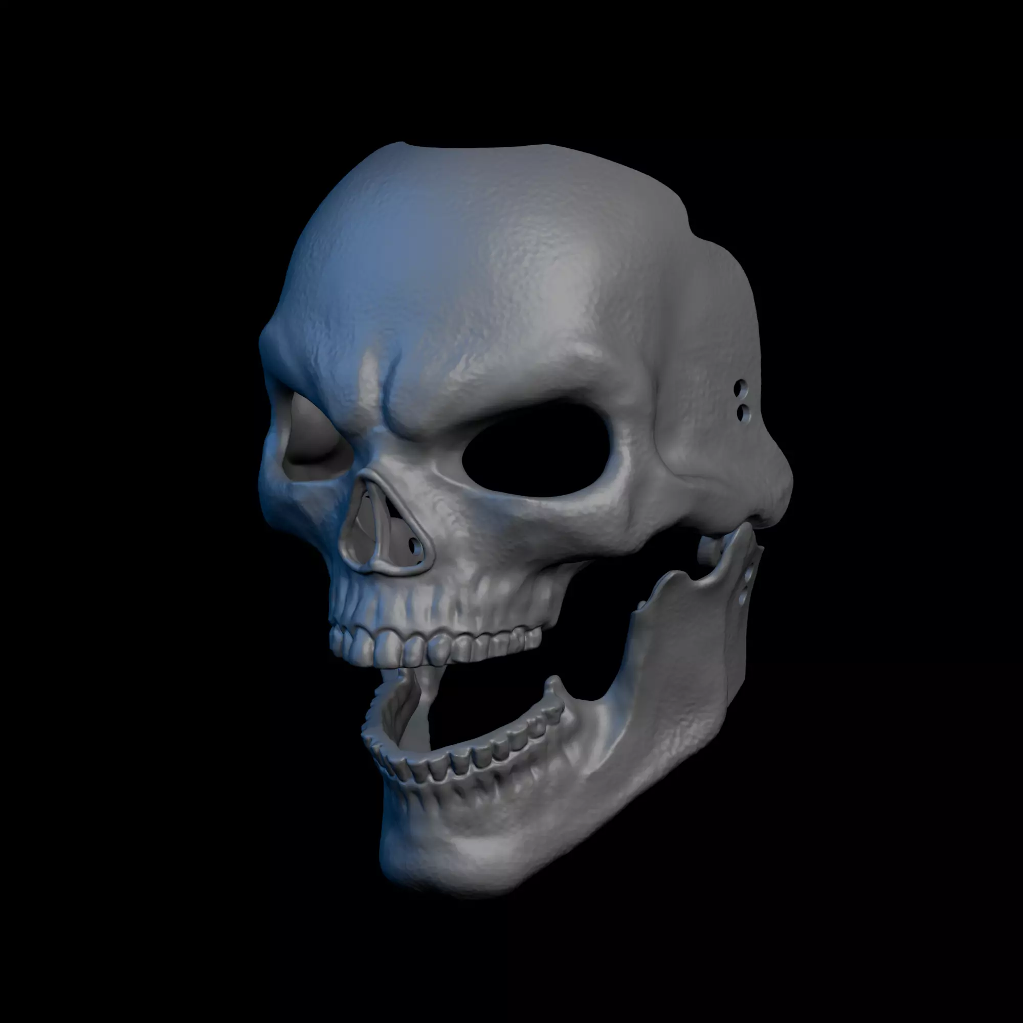 3D Printable Skull Mask STL With Articulated Jaw halloween mask 3D print model_1