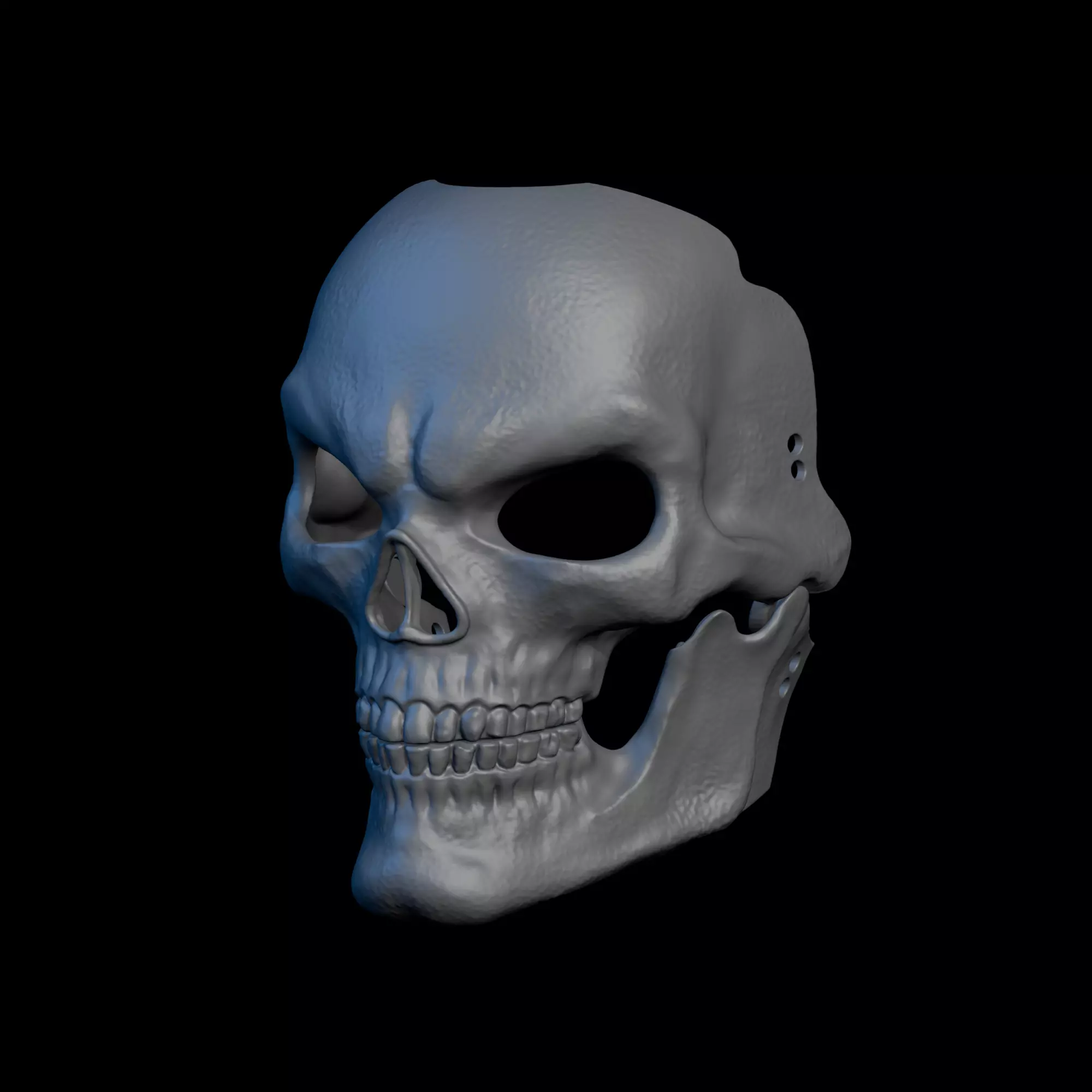 3D Printable Skull Mask STL With Articulated Jaw halloween mask 3D print model_2