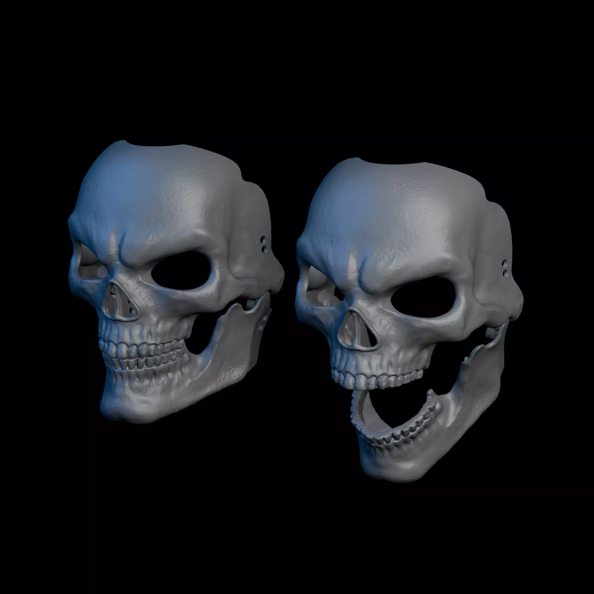 3D Printable Skull Mask STL With Articulated Jaw halloween mask 3D print model_4