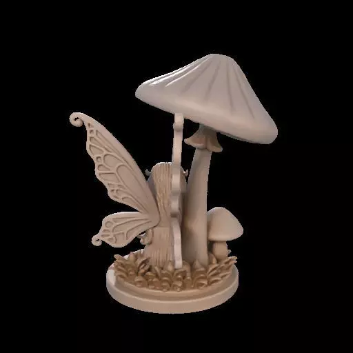 Fairy Under Mushroom  3D print model_7