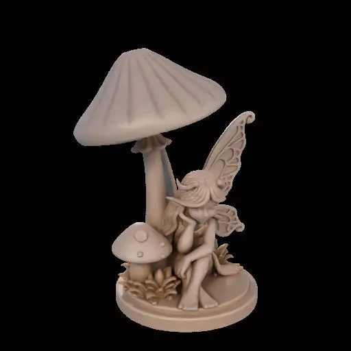 Fairy Under Mushroom  3D print model_2