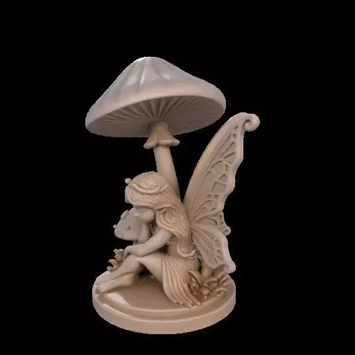 Fairy Under Mushroom  3D print model_18