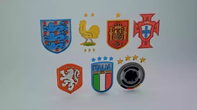 3D logos of European football teams