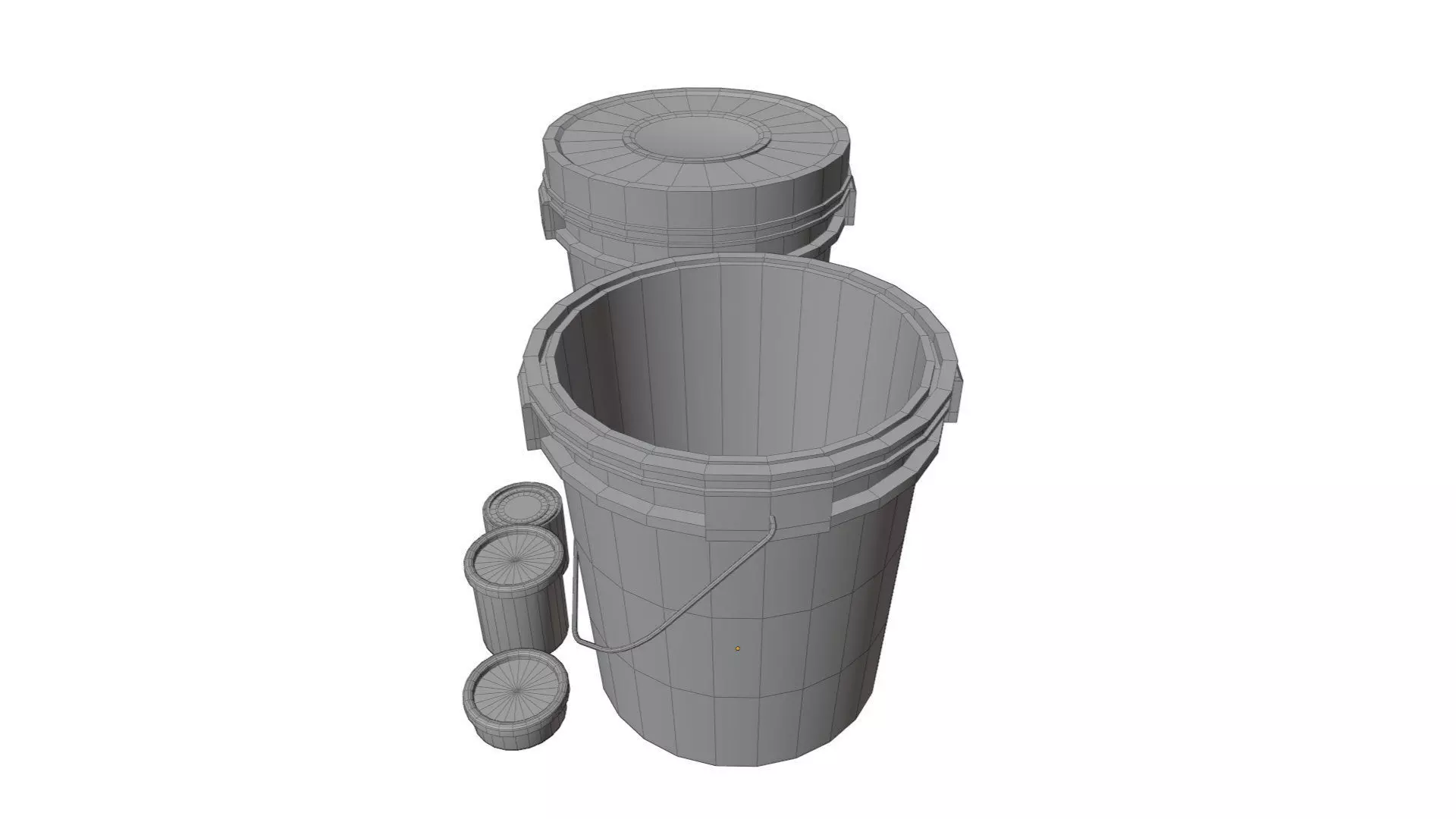 old dirty bucket paint tin steel can and plastic tub container Low-poly 3D model_6