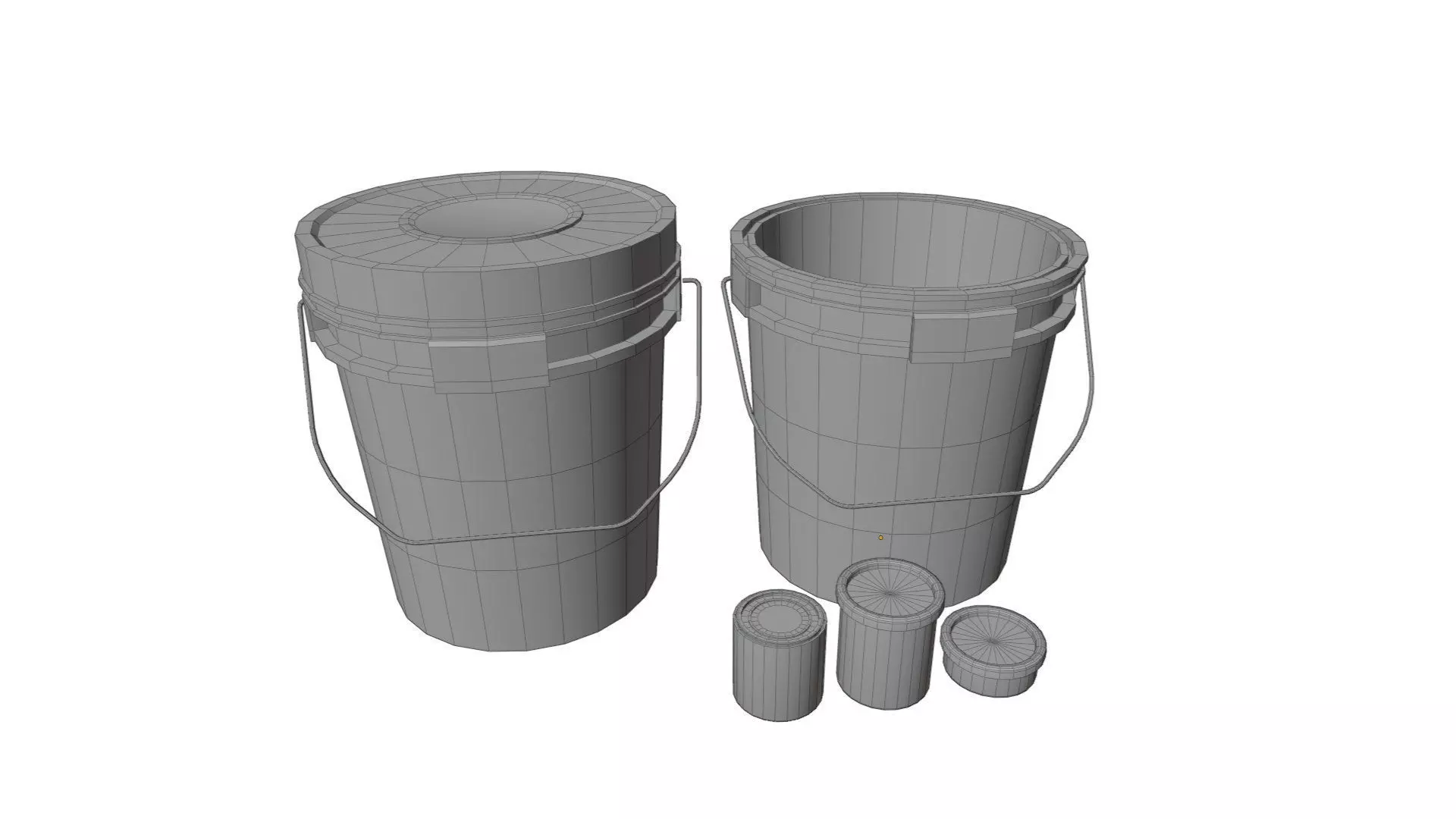 old dirty bucket paint tin steel can and plastic tub container Low-poly 3D model_5