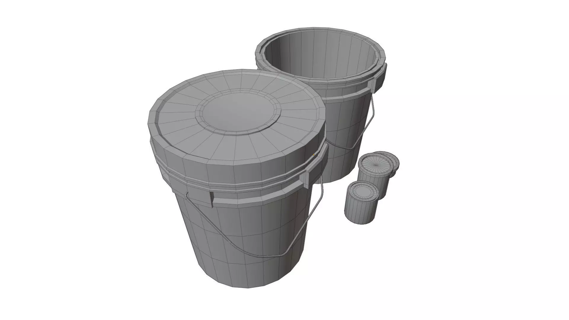 old dirty bucket paint tin steel can and plastic tub container Low-poly 3D model_8
