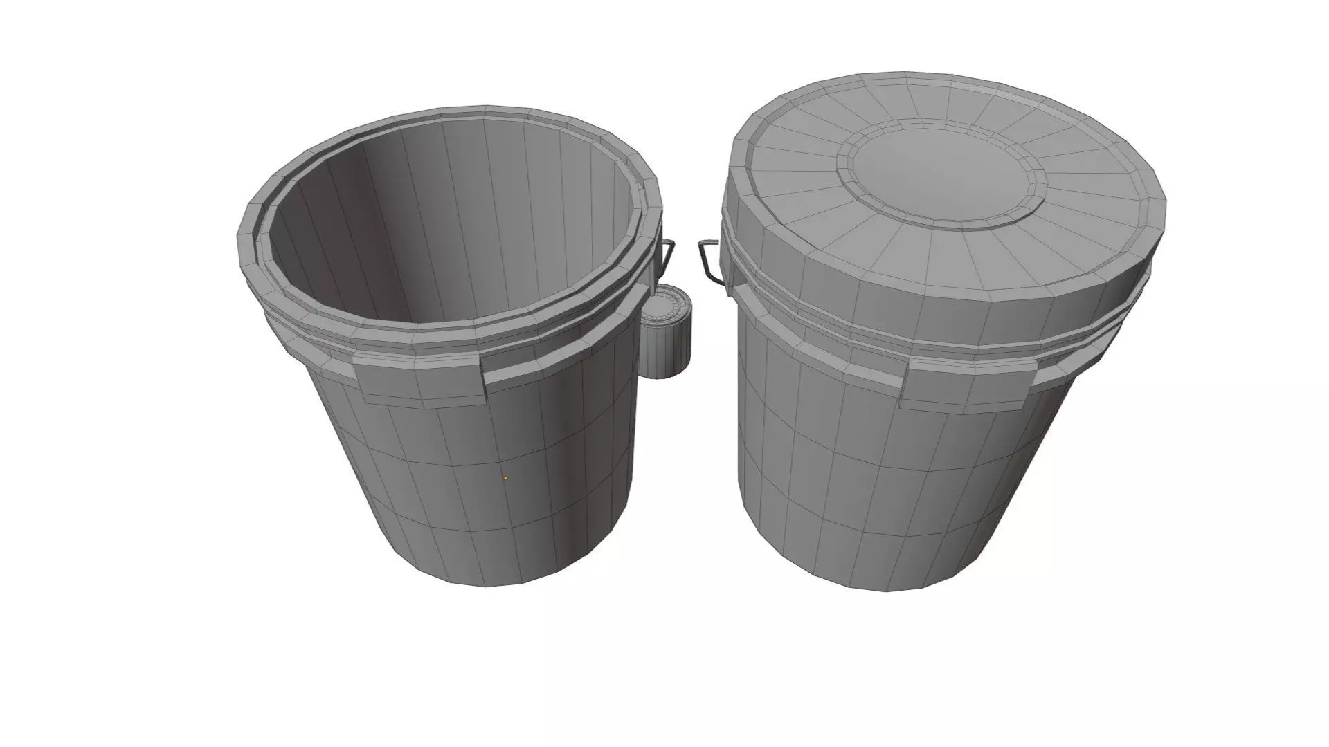 old dirty bucket paint tin steel can and plastic tub container Low-poly 3D model_7