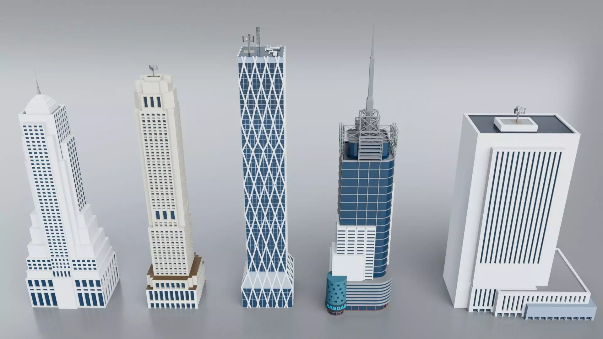 60 World Famous Skyscrapers Buildings - Realistic High Detailed Low-poly 3D model_6