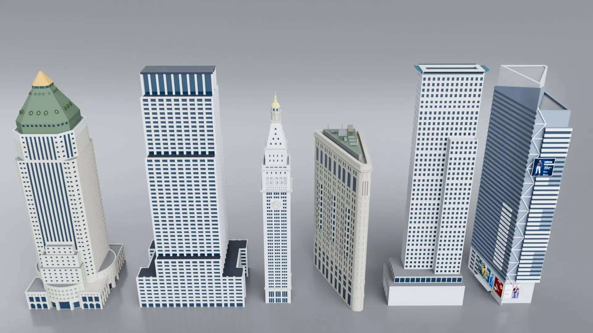 60 World Famous Skyscrapers Buildings - Realistic High Detailed Low-poly 3D model_8