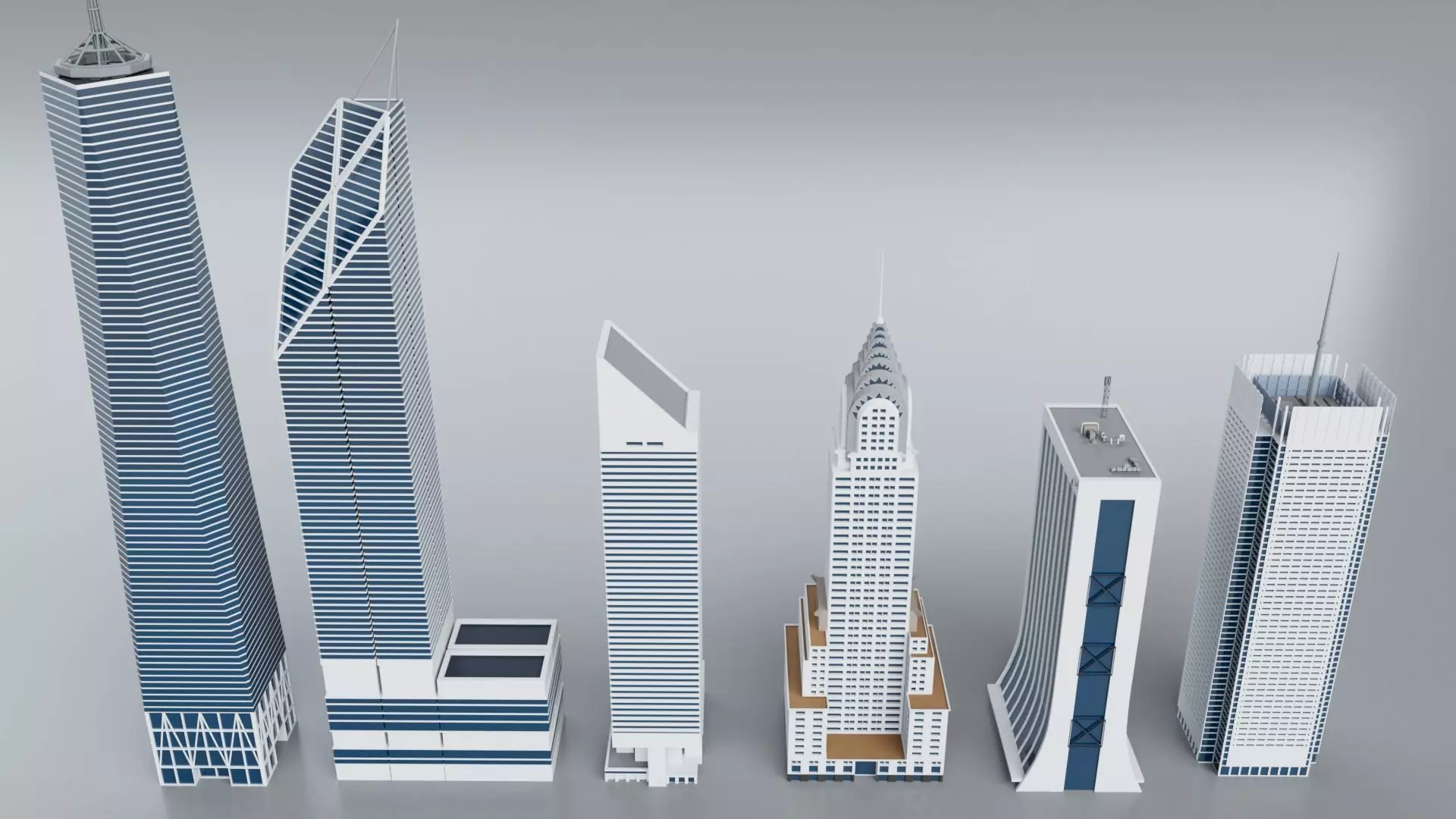 60 World Famous Skyscrapers Buildings - Realistic High Detailed Low-poly 3D model_4
