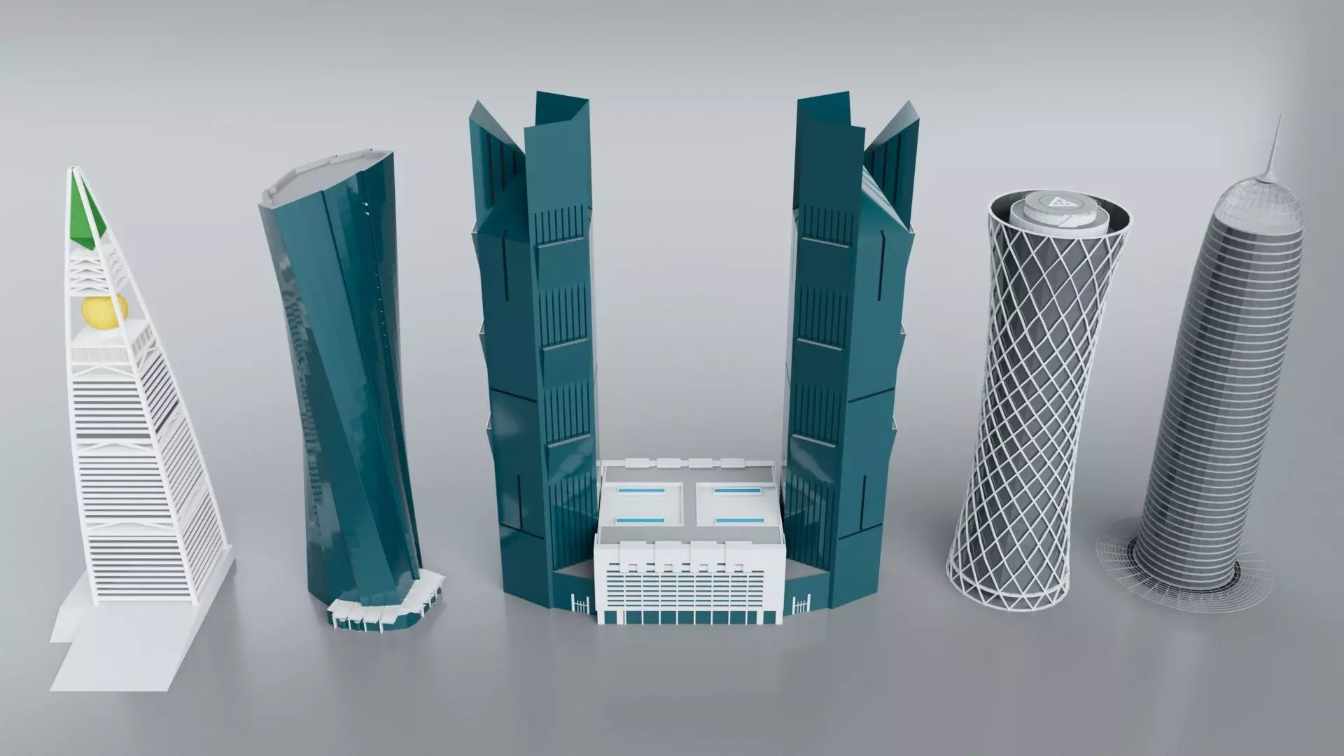 60 World Famous Skyscrapers Buildings - Realistic High Detailed Low-poly 3D model_10