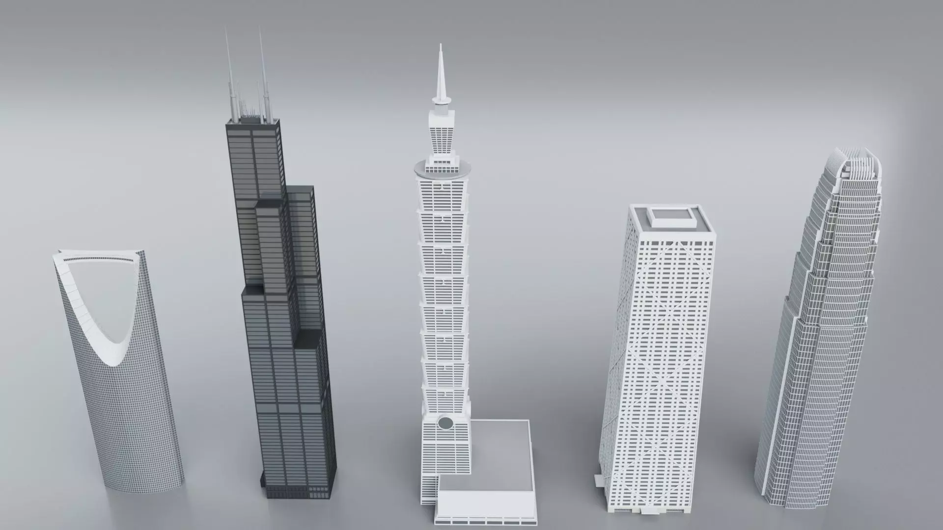 60 World Famous Skyscrapers Buildings - Realistic High Detailed Low-poly 3D model_3