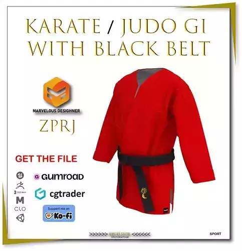 Karate  Judo Gi with Black Belt   ZPRJ File