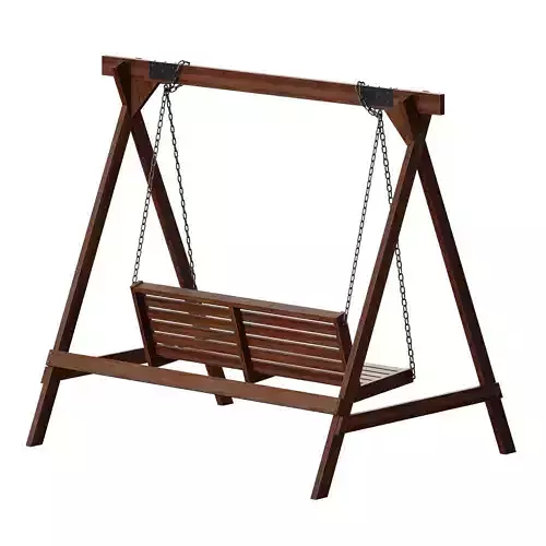 Wooden park swing 3D model 7