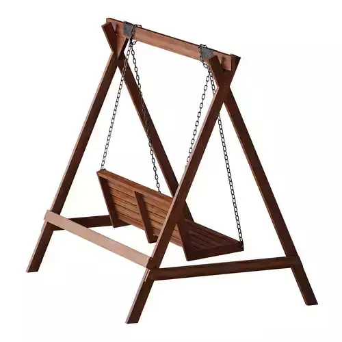 Wooden park swing 3D model 6