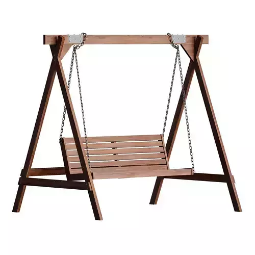 Wooden park swing 3D model 2