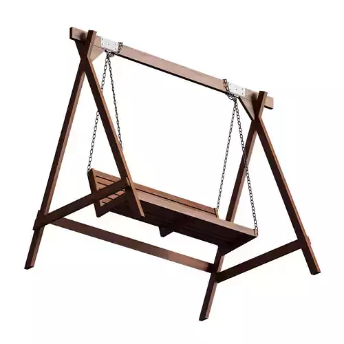 Wooden park swing 3D model 3