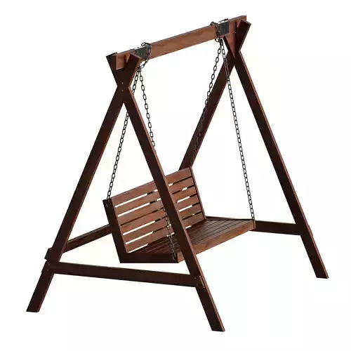 Wooden park swing 3D model 5