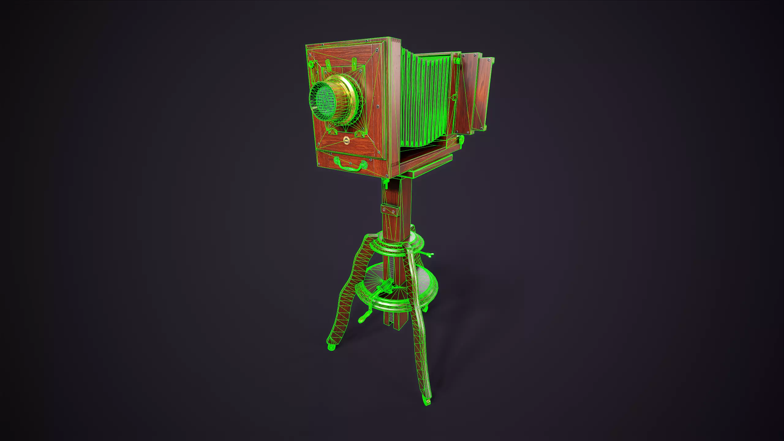 Vintage Camera with Tripod Low-poly 3D model_26