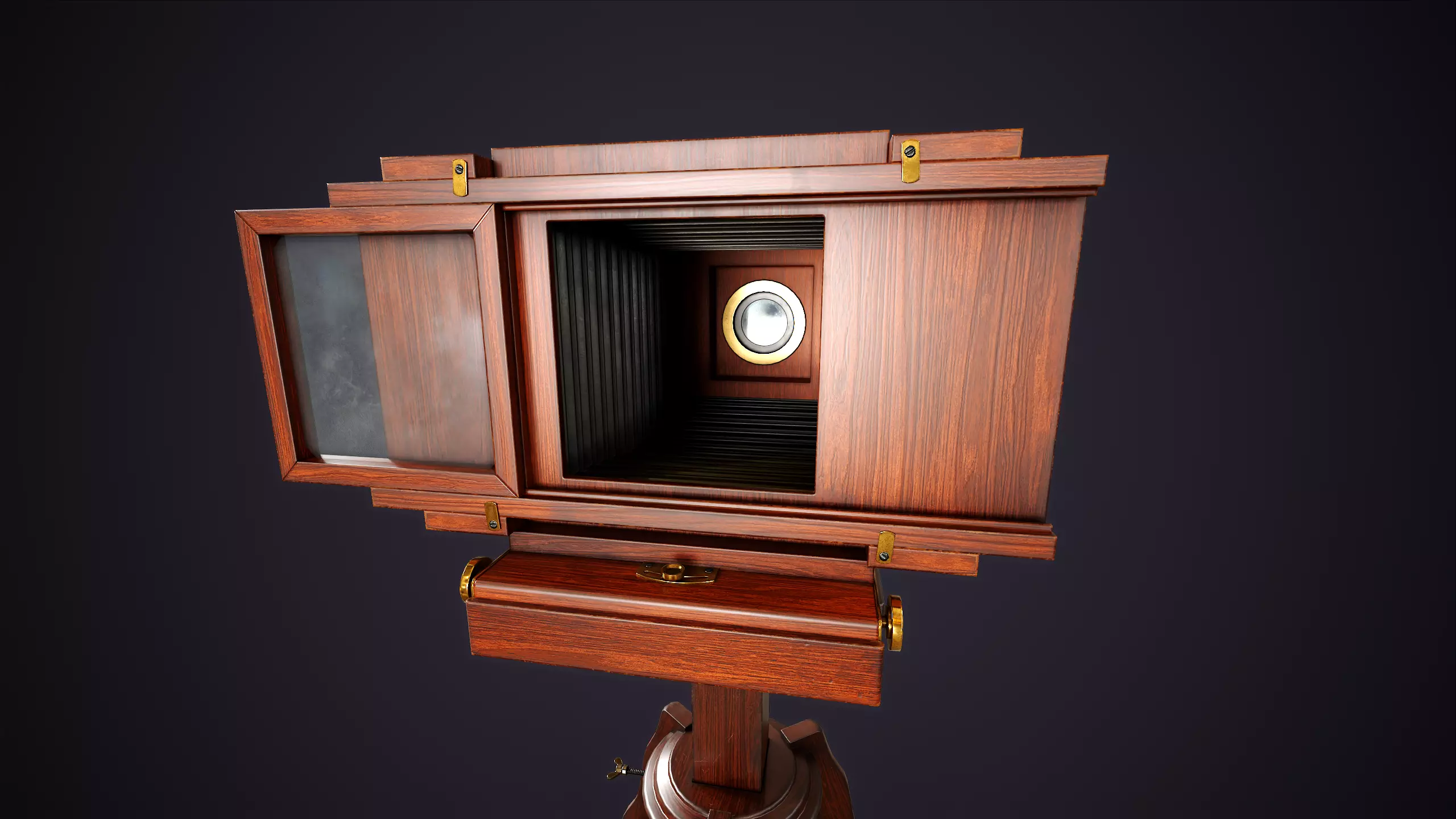 Vintage Camera with Tripod Low-poly 3D model_9