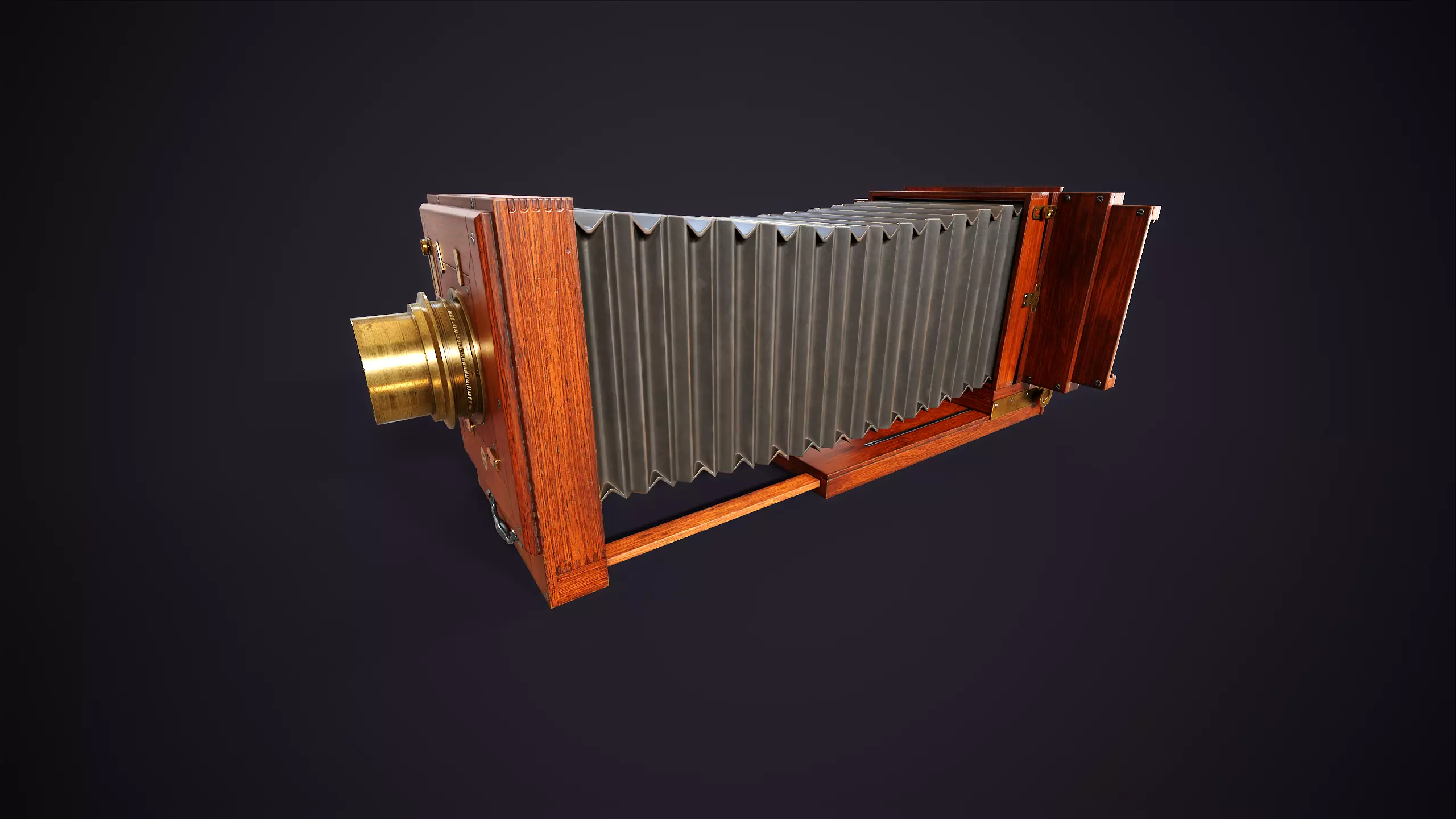 Vintage Camera with Tripod Low-poly 3D model_7