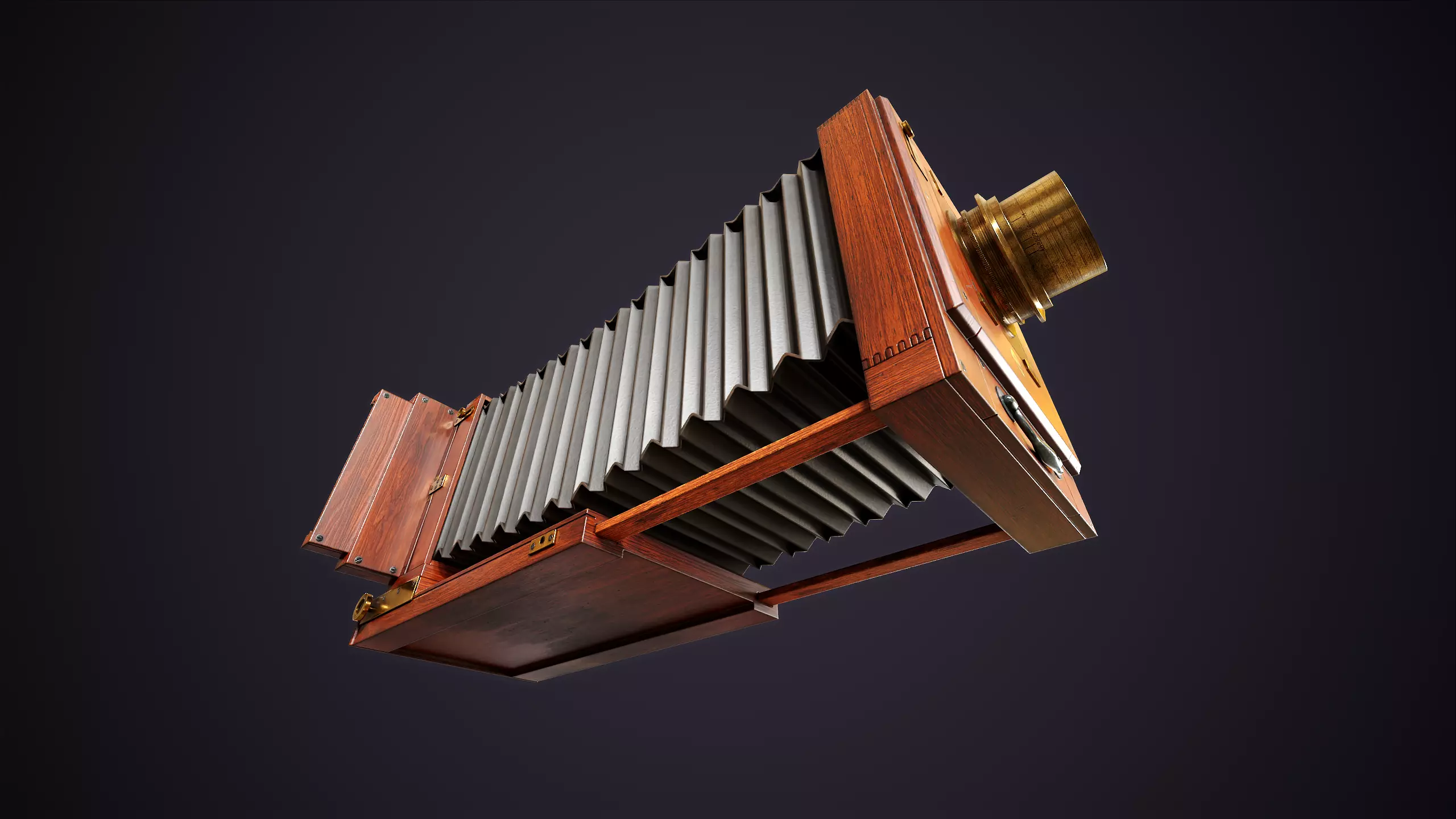 Vintage Camera with Tripod Low-poly 3D model_8