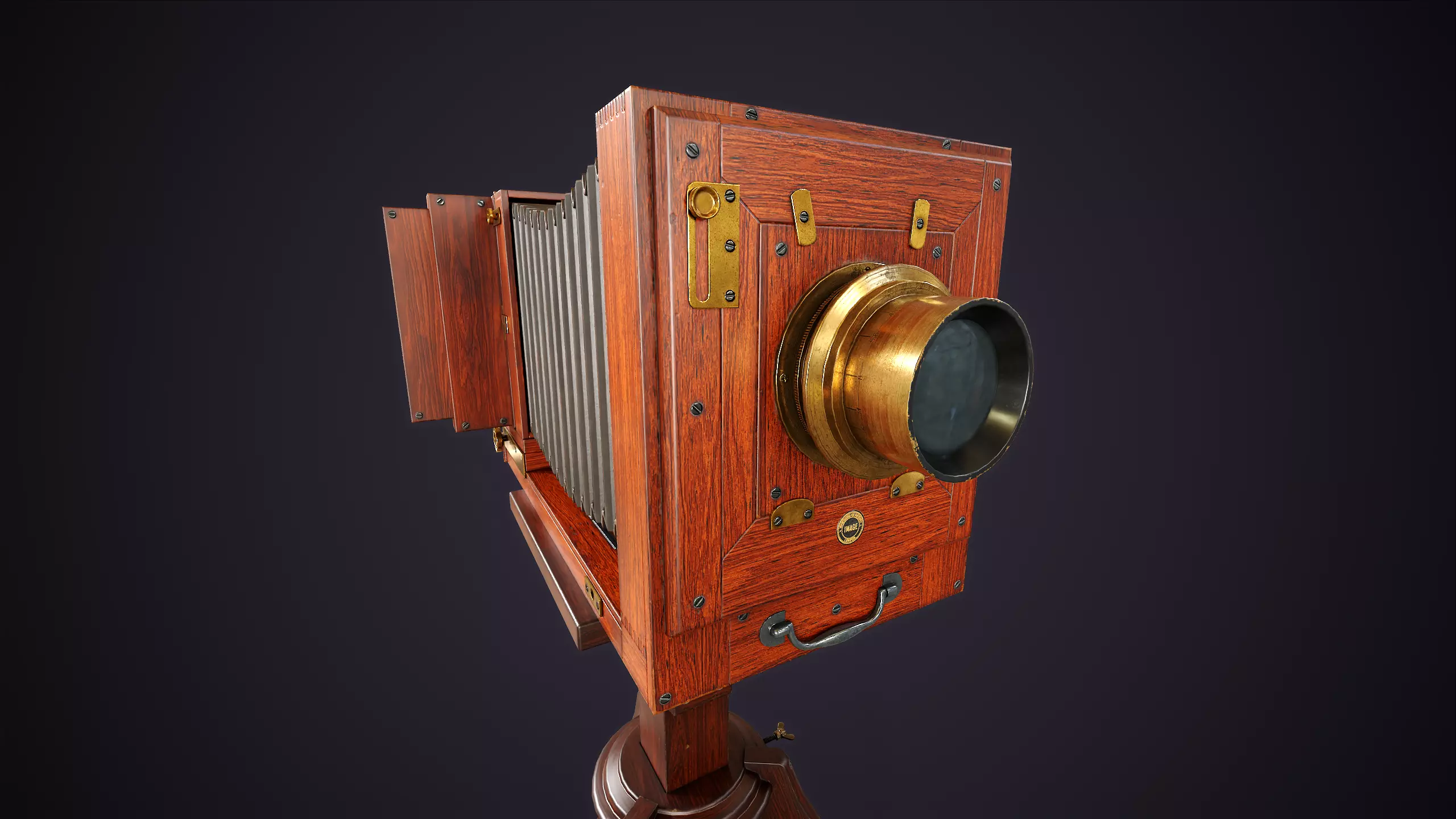 Vintage Camera with Tripod Low-poly 3D model_3