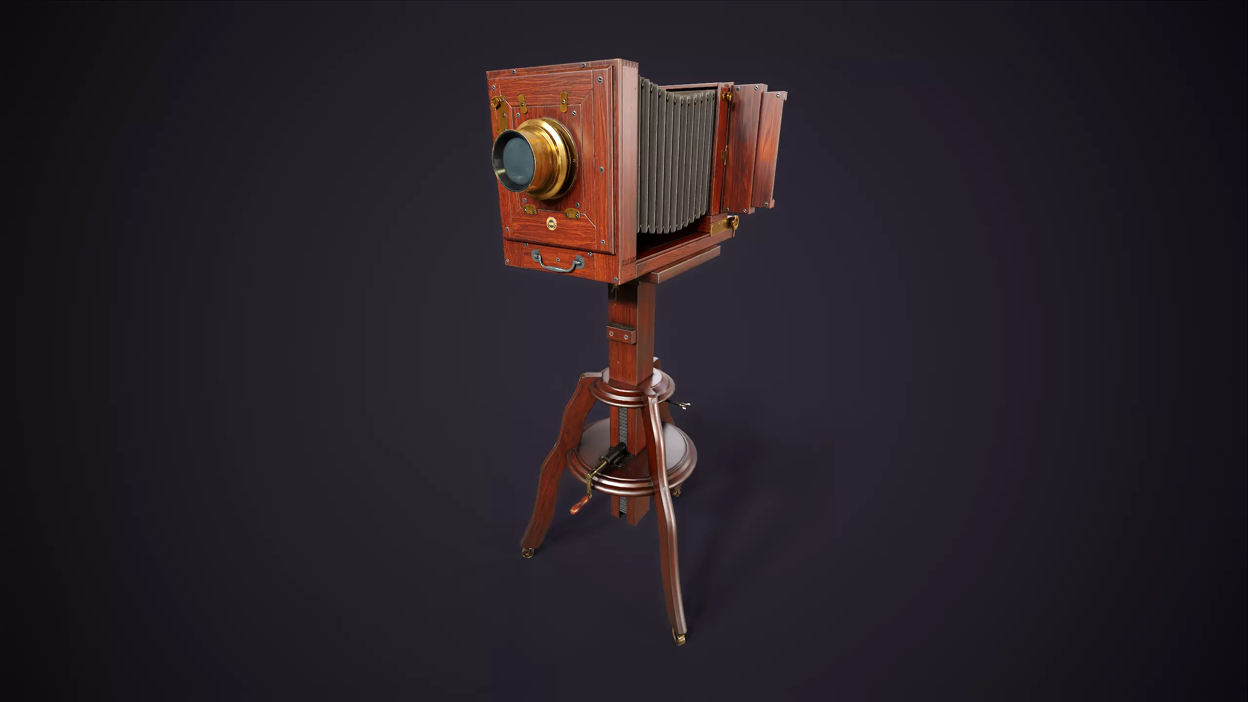 Vintage Camera with Tripod Low-poly 3D model_10