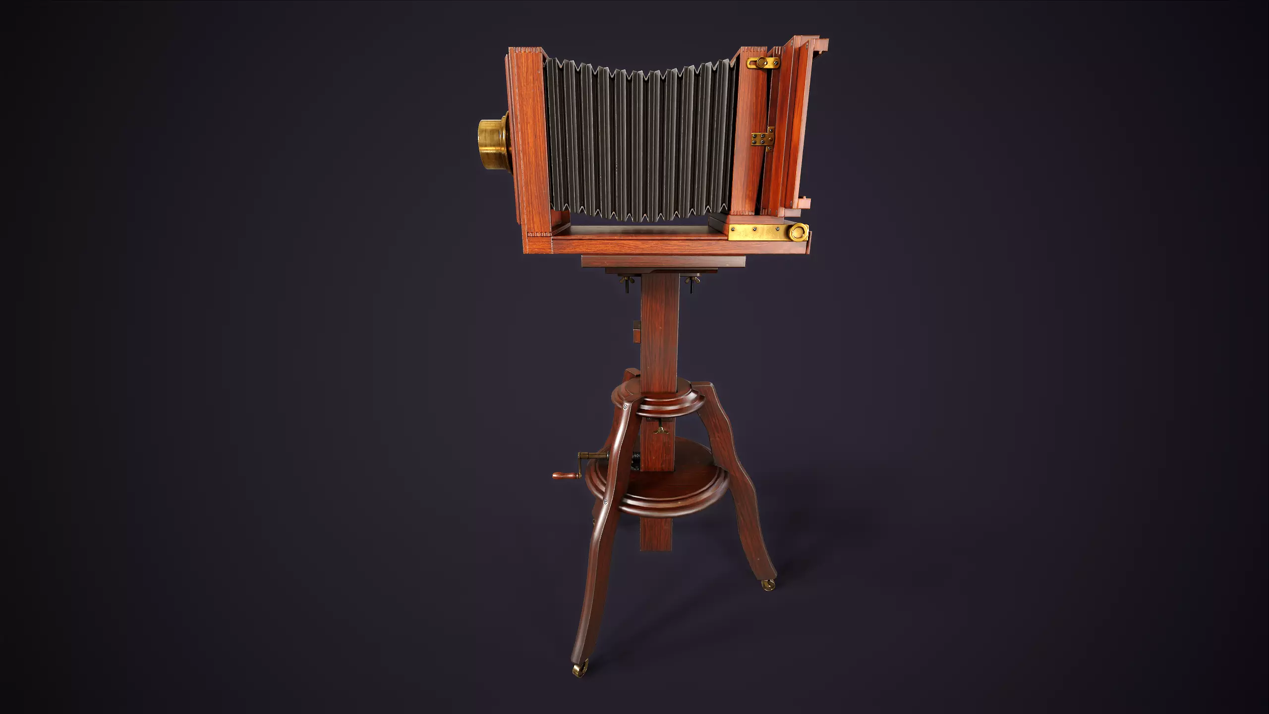Vintage Camera with Tripod Low-poly 3D model_1