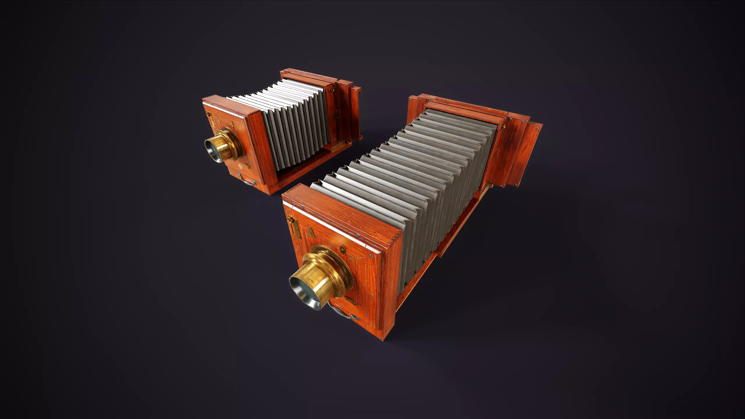 Vintage Camera with Tripod Low-poly 3D model_2