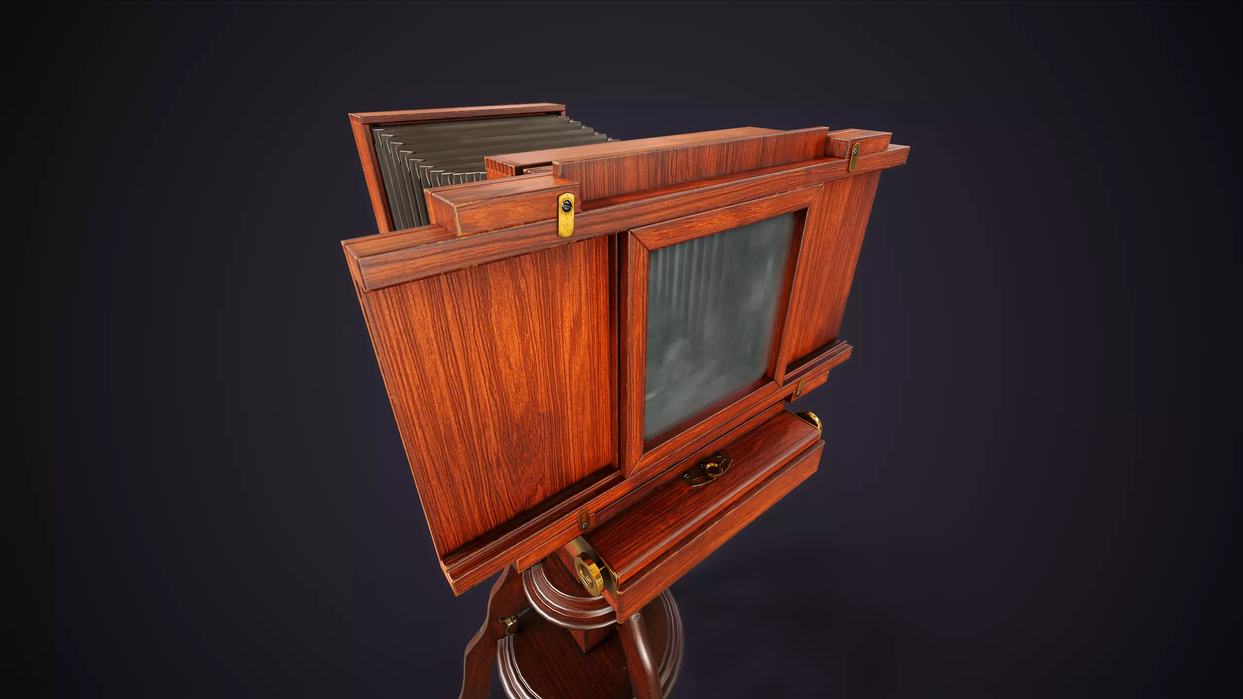 Vintage Camera with Tripod Low-poly 3D model_4