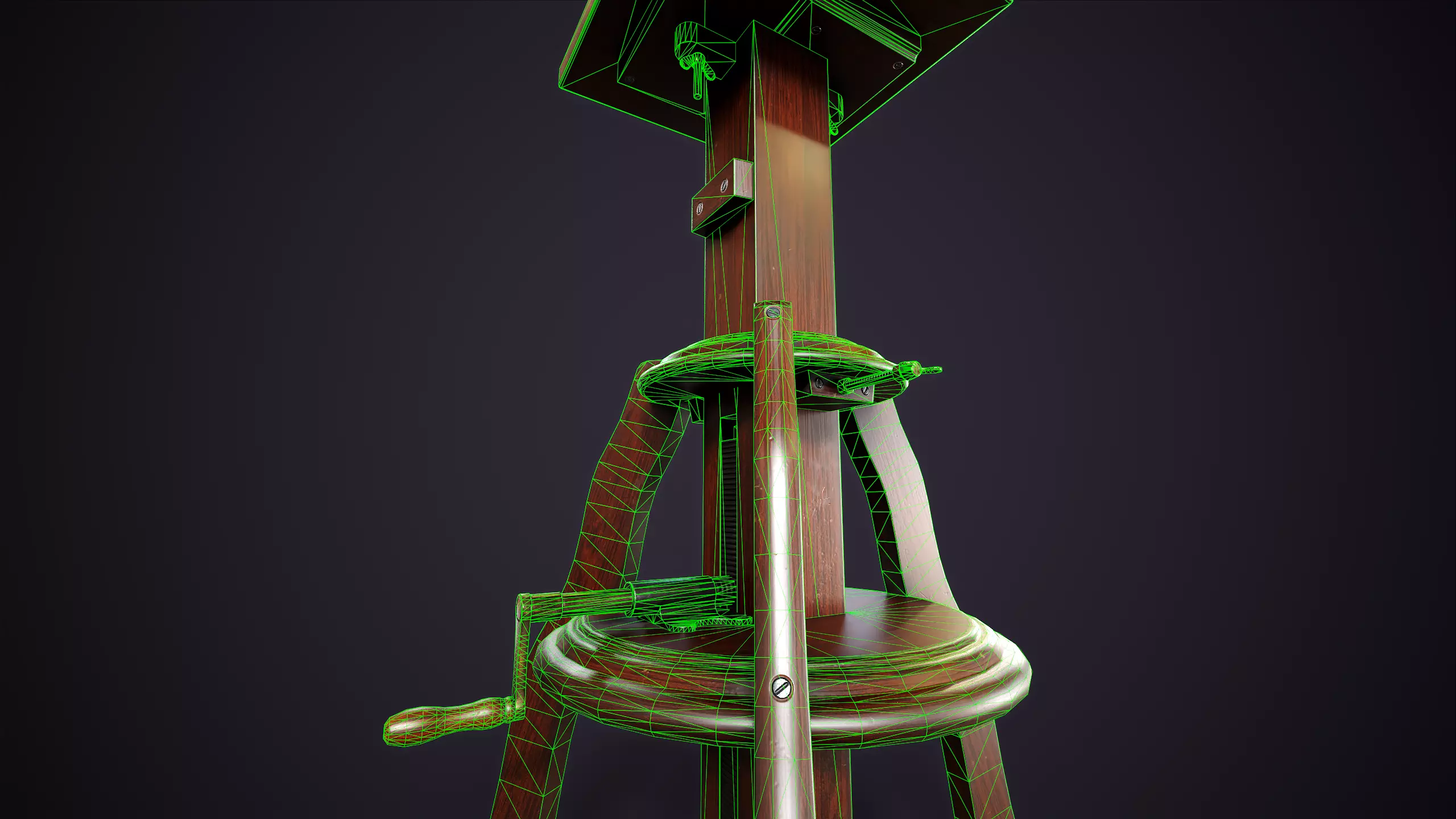 Vintage Camera with Tripod Low-poly 3D model_24