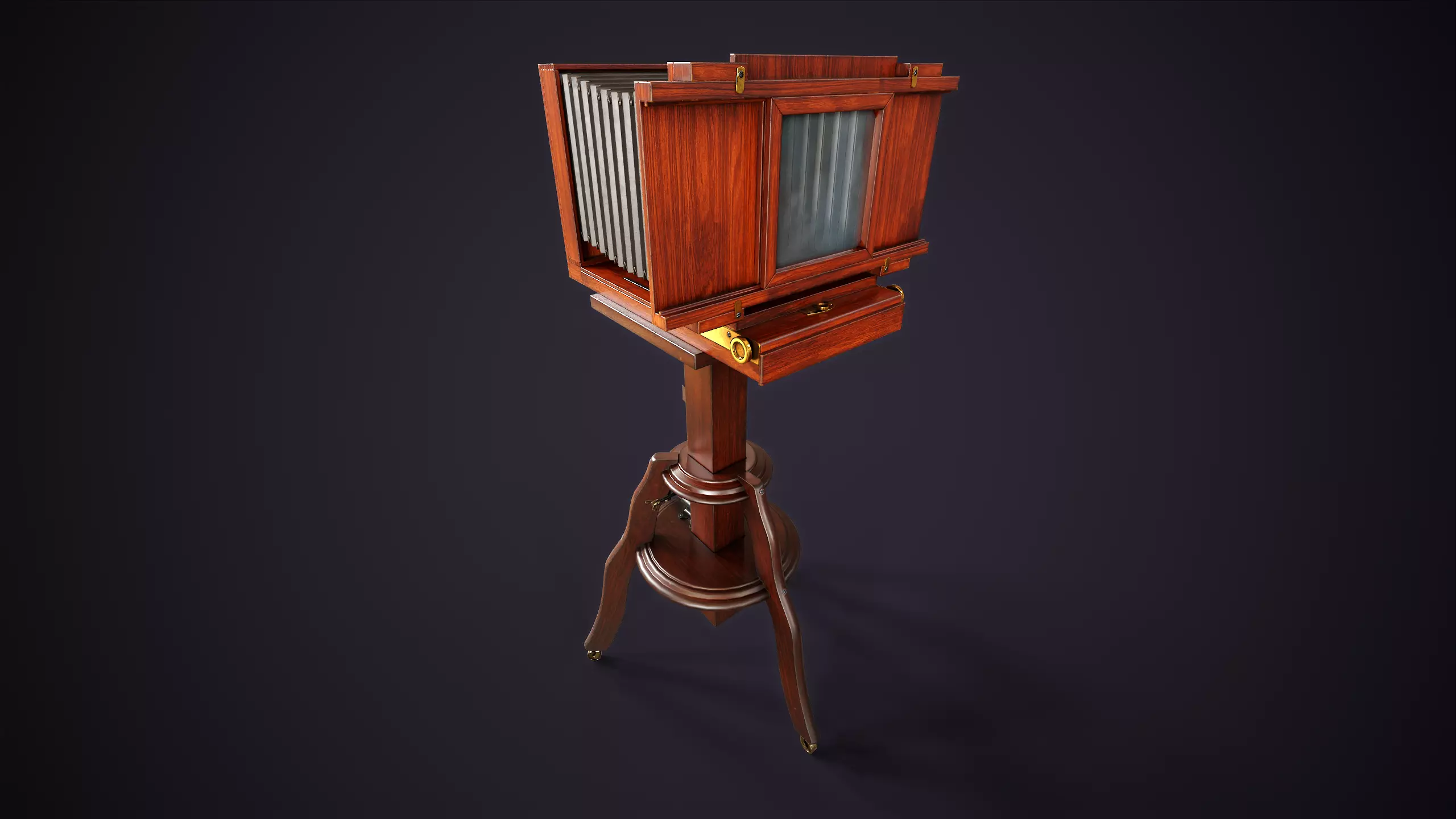 Vintage Camera with Tripod Low-poly 3D model_11