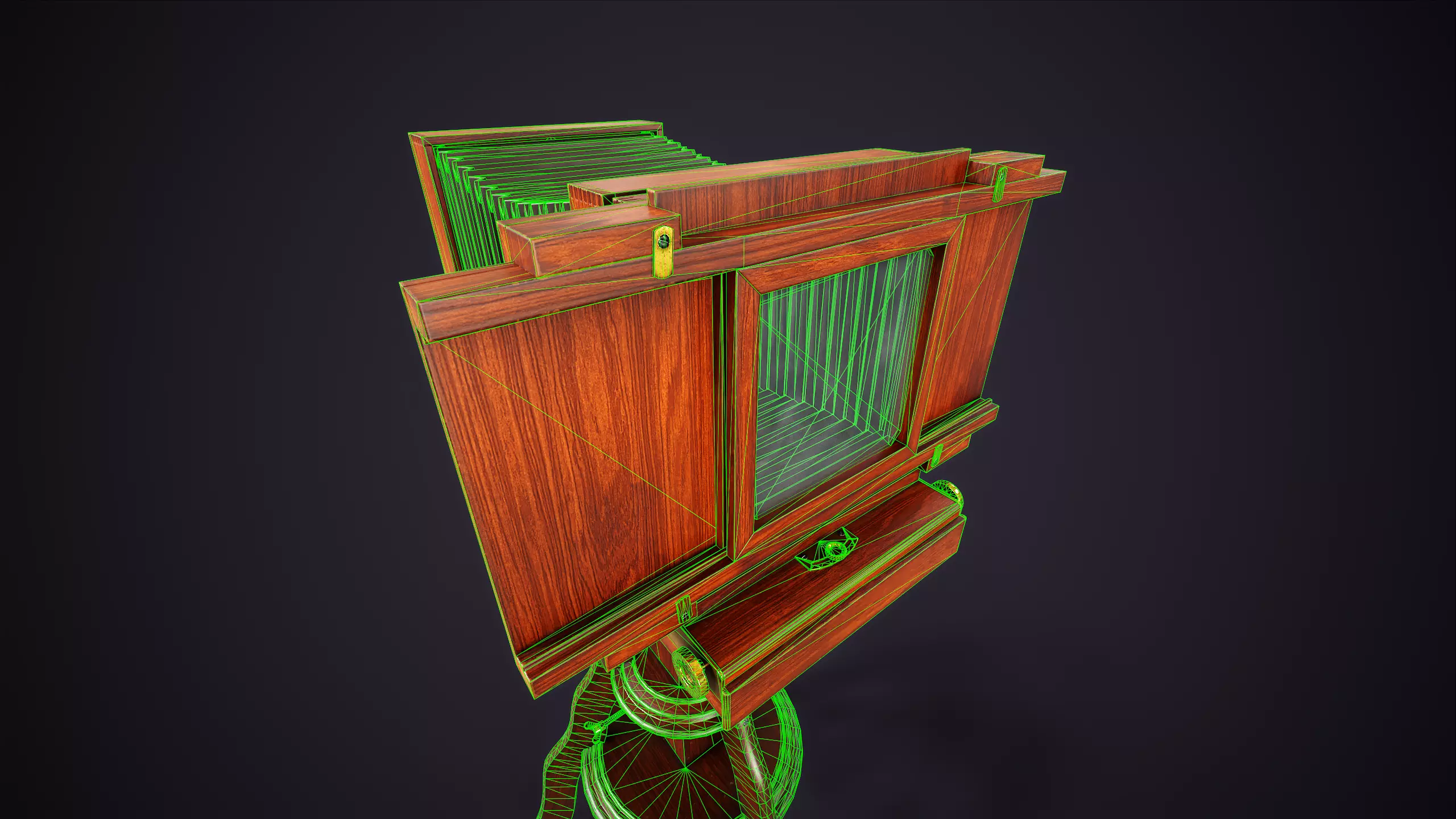 Vintage Camera with Tripod Low-poly 3D model_23