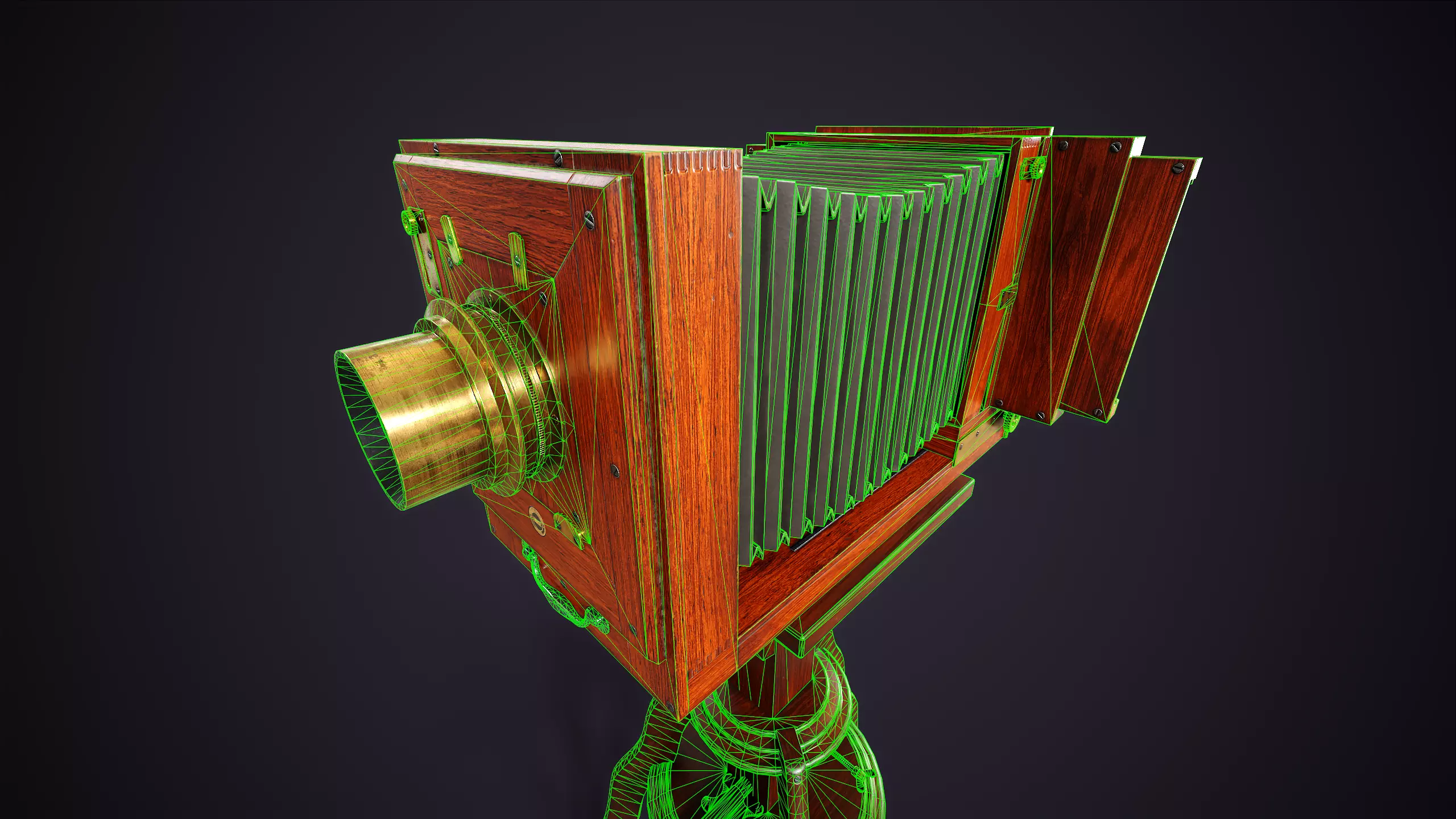 Vintage Camera with Tripod Low-poly 3D model_28