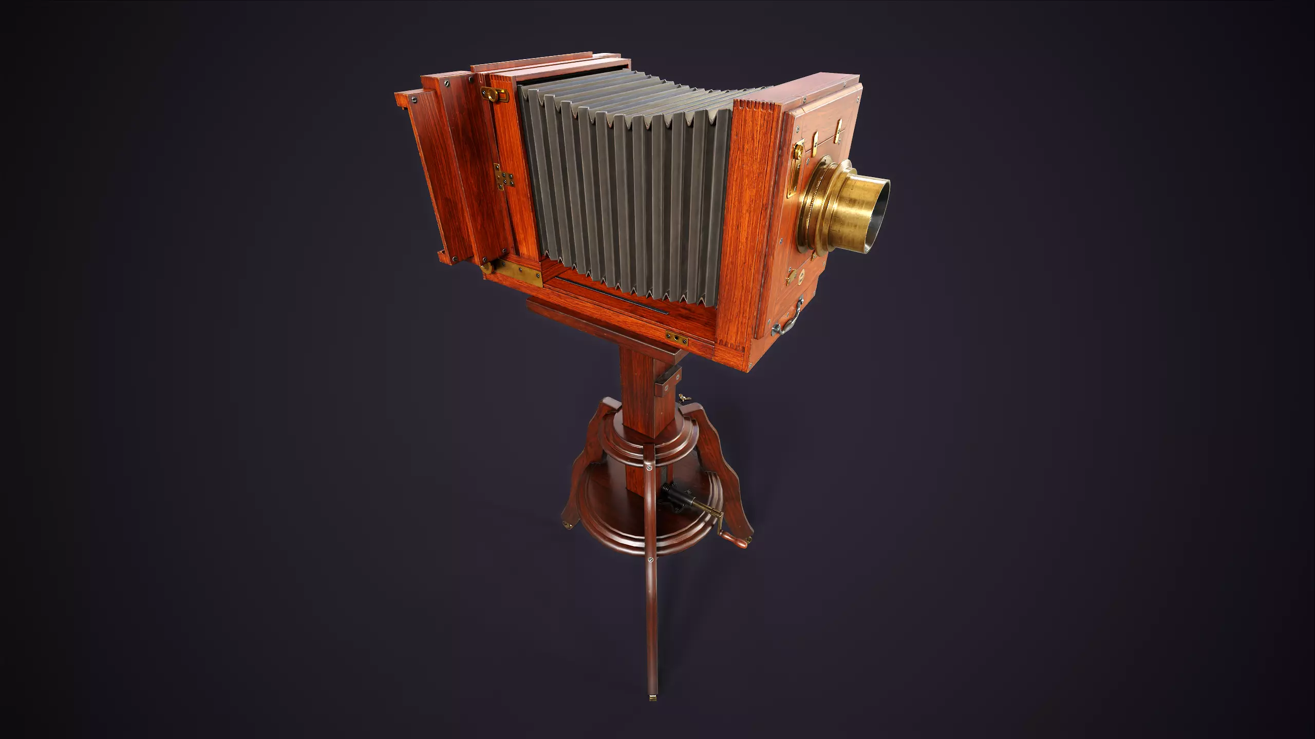 Vintage Camera with Tripod Low-poly 3D model_12