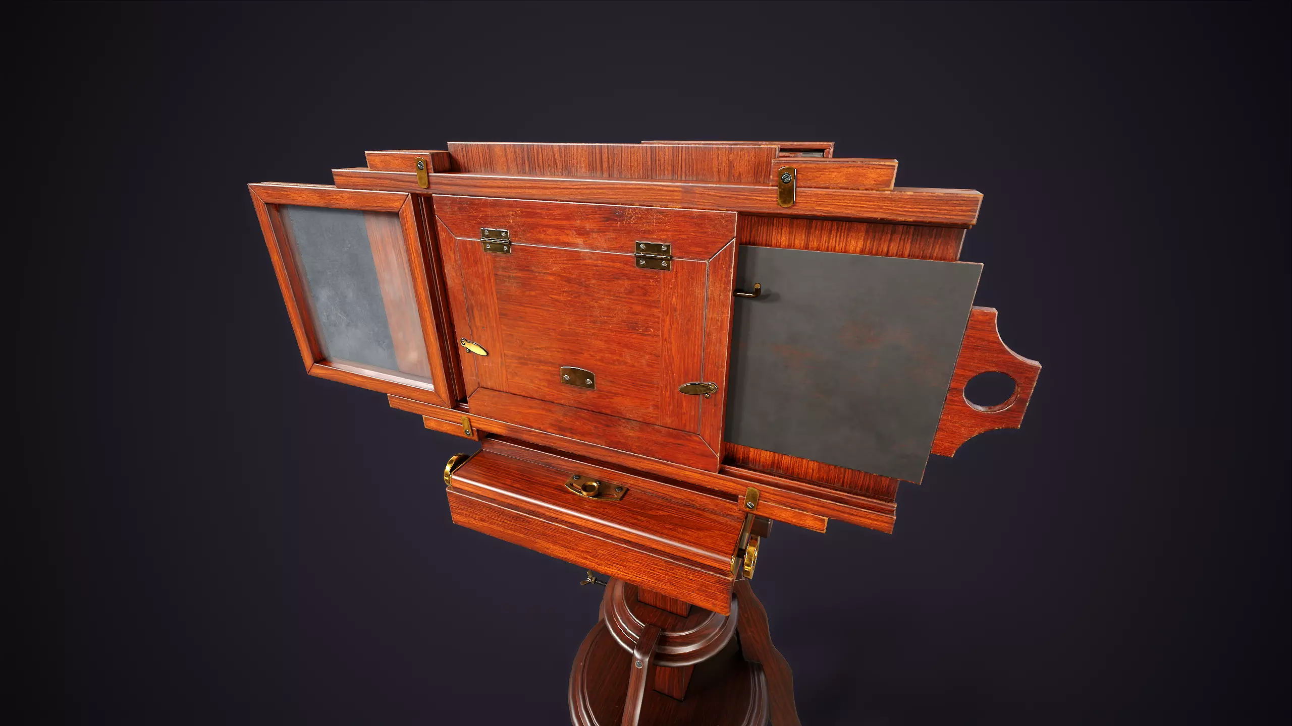 Vintage Camera with Tripod Low-poly 3D model_6