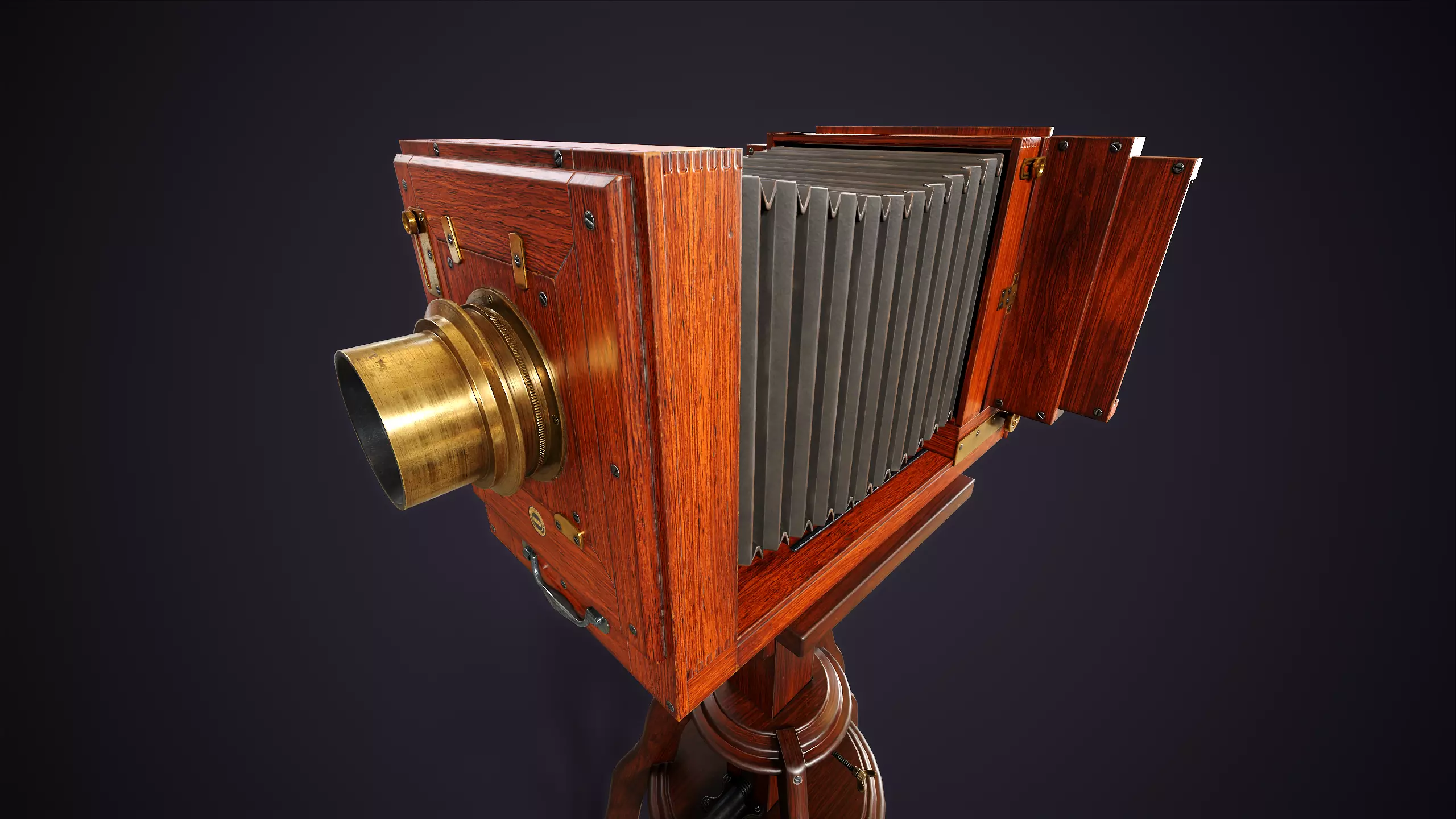 Vintage Camera with Tripod Low-poly 3D model_13