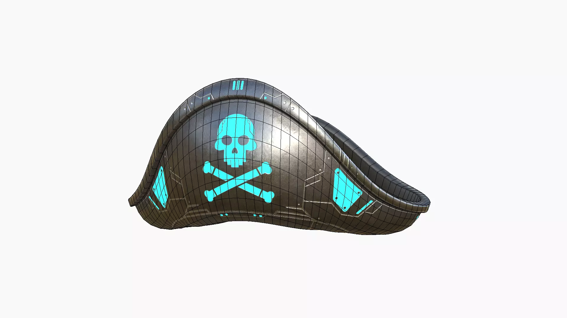 SciFi Pirate Hat A07 - Futuristic Character Design Low-poly 3D model_6