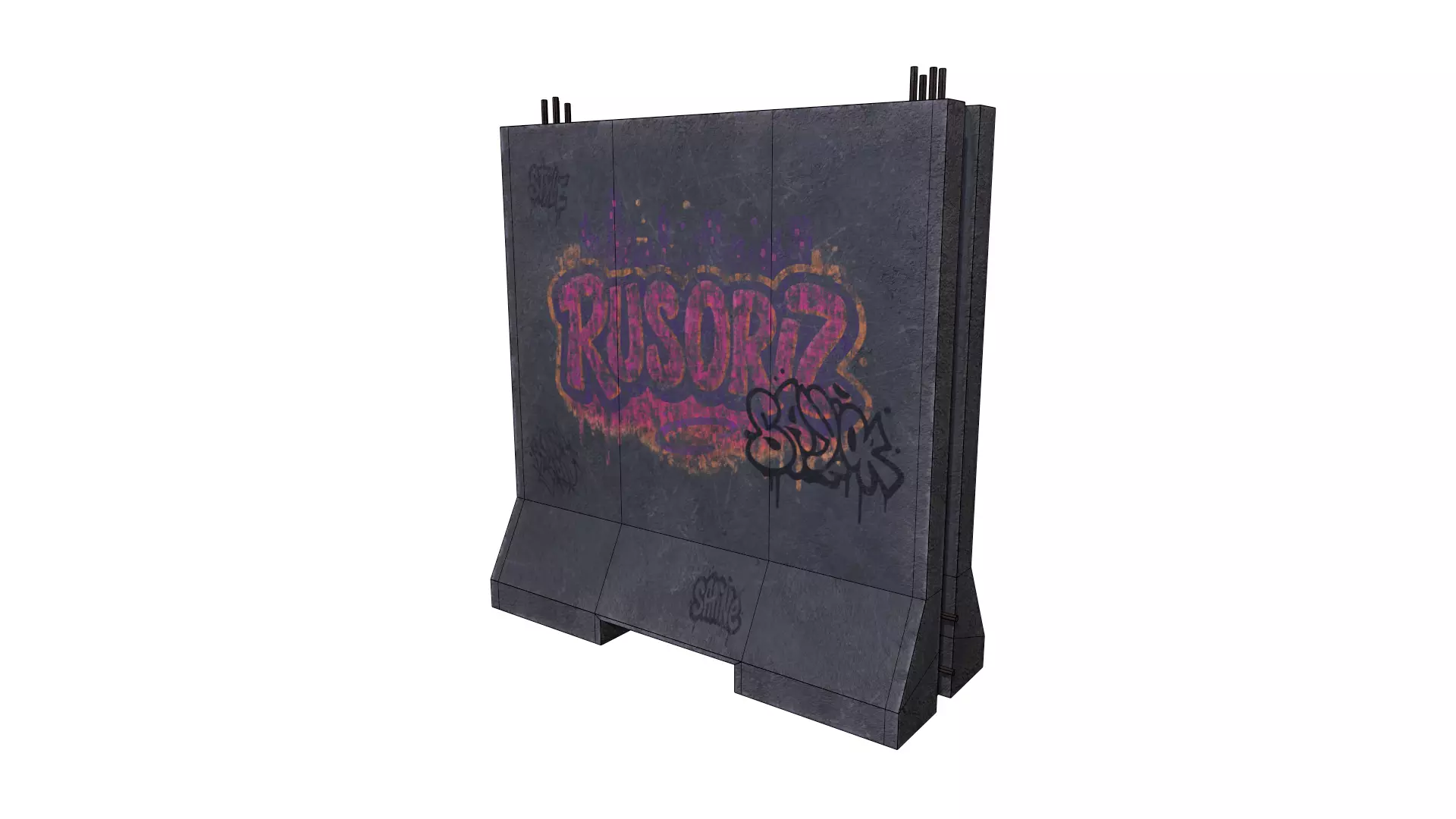 Concrete Barrier RoadBlock 3D model_9